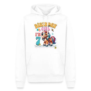 poney 7e anniversaire fille équitation - Sweat à capuche Premium bio Homme - blanc - Devant - Nico (187cm)