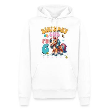 poney 6ème anniversaire fille équitation - Sweat à capuche Premium bio Homme - blanc - Devant - Nico (187cm)