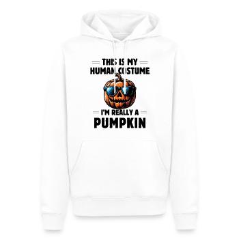 C’est mon costume humain, je suis vraiment une citrouille - Sweat à capuche Premium bio Homme - blanc - Devant - Nico (187cm)