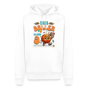 Fête d'anniversaire des enfants du 9ème anniversaire du basket-ball - Sweat à capuche Premium bio Homme - blanc - Devant - Nico (187cm)