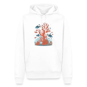 Récif corallien avec poissons dans la mer - Sweat à capuche Premium bio Homme - blanc - Devant - Nico (187cm)