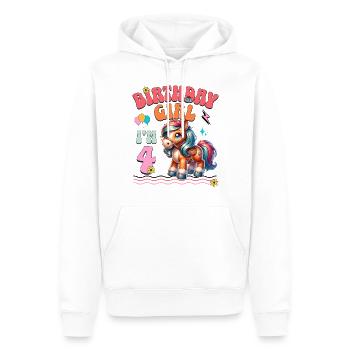 4ème anniversaire fille équitation - Sweat à capuche Premium bio Homme - blanc - Devant - Nico (187cm)