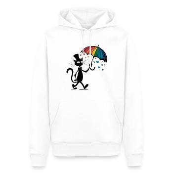 Katze Regenbogen Herz Liebe Cartoon Lustig Mieze - Männer Premium Bio Hoodie - Weiß - Vorne - Nico (187cm)