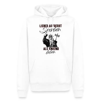 Deutschrock Spruch Vikinger Axt kniend leben - Männer Premium Bio Hoodie - Weiß - Vorne - Nico (187cm)