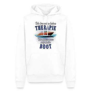 Boot Kapitän Therapie lustiger Spruch - Männer Premium Bio Hoodie - Weiß - Vorne - Nico (187cm)