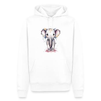Éléphant Kawaii Aquarelle - Adorable Bébé Elephan - Sweat à capuche Premium bio Homme - blanc - Devant - Nico (187cm)