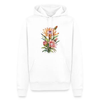 Botanische Eleganz Protea Blüten in Aquarell - Männer Premium Bio Hoodie - Weiß - Vorne - Nico (187cm)