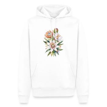 Asiatische Lilien und Protea-Blüten Aquarellkunst - Männer Premium Bio Hoodie - Weiß - Vorne - Nico (187cm)