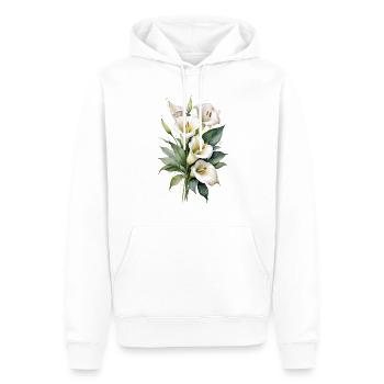 Calla Lily Art de l’aquarelle | Floral élégant - Sweat à capuche Premium bio Homme - blanc - Devant - Nico (187cm)