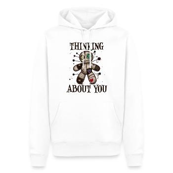 Je pense à toi, Voodoo Doll - Sweat à capuche Premium bio Homme - blanc - Devant - Nico (187cm)