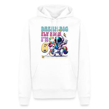 6e anniversaire de l’astronaute Licorne - Sweat à capuche Premium bio Homme - blanc - Devant - Nico (187cm)