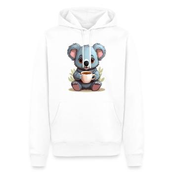 Koala with a cup of coffee, tea or cocoa - Men’s Premium Organic Hoodie - white - Front - Nico (187cm)