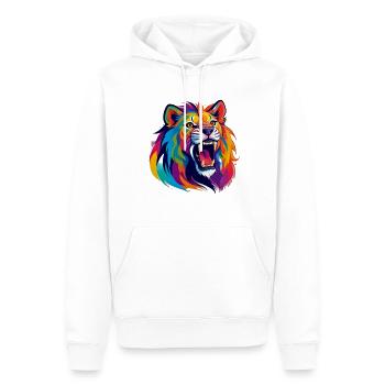Lion , fauve, animal sauvage, félin - Sweat à capuche Premium bio Homme - blanc - Devant - Nico (187cm)