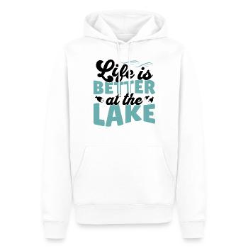 Das Leben ist besser am See draußen - Männer Premium Bio Hoodie - Weiß - Vorne - Nico (187cm)