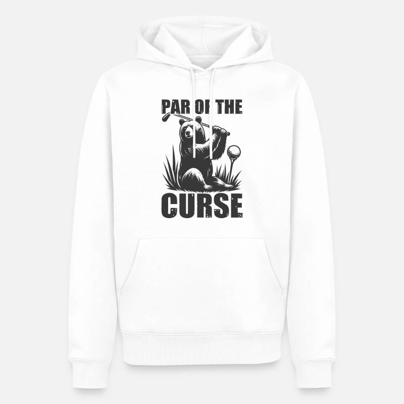 Par de la malédiction Funny Bear Golf - Sweat à capuche Premium bio Homme - blanc