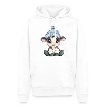 Vache mignonne, bébé enfants mignons, animal veau dessin animé - Sweat à capuche Premium bio Homme - blanc - Devant - Nico (187cm)