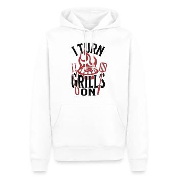 Schalten Sie Grills ein Lustiger BBQ-Grillmeister - Männer Premium Bio Hoodie - Weiß - Vorne - Nico (187cm)