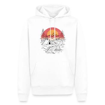 Coucher de soleil aventureux en camping - Sweat à capuche Premium bio Homme - blanc - Devant - Nico (187cm)
