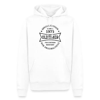 50. Geburtstag Jahrgang 1975 Oldtimer 50 Jahre - Männer Premium Bio Hoodie - Weiß - Vorne - Nico (187cm)