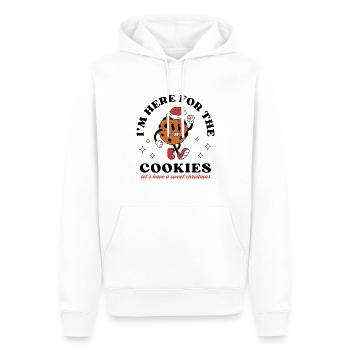 Je suis ici pour les biscuits - Sweat à capuche Premium bio Homme - blanc - Devant - Nico (187cm)
