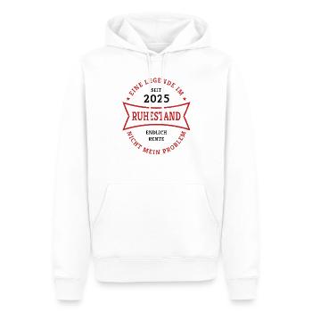 Retraite 2025 Enfin un cadeau de retraite pour les retraités - Sweat à capuche Premium bio Homme - blanc - Devant - Nico (187cm)