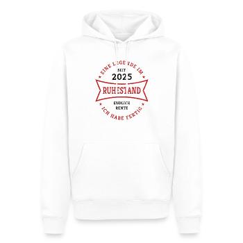 Retraite 2025 Enfin un cadeau de retraite pour les retraités - Sweat à capuche Premium bio Homme - blanc - Devant - Nico (187cm)