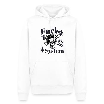 Fuck le système - Sweat à capuche Premium bio Homme - blanc - Devant - Nico (187cm)