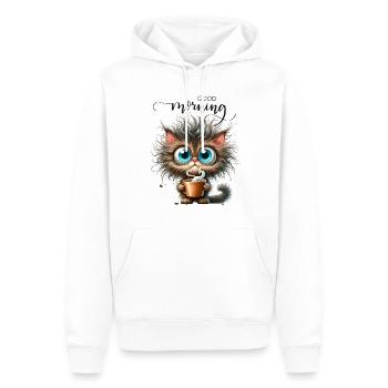 Chat Café Caféine Collègue Bureau Petit-déjeuner Miaou - Sweat à capuche Premium bio Homme - blanc - Devant - Nico (187cm)