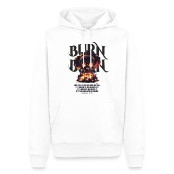Burn Burn - Men’s Premium Organic Hoodie - white - Front - Nico (187cm)