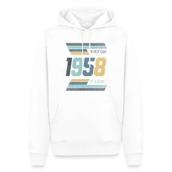 1958 Je ne suis pas vieux Je suis classique Idée cadeau - Sweat à capuche Premium bio Homme - blanc - Devant - Nico (187cm)