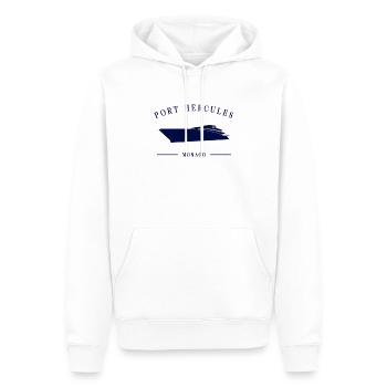 Port Hercule Marina Monaco Yacht Club Côte D’Azur - Sweat à capuche Premium bio Homme - blanc - Devant - Nico (187cm)