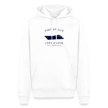 Port de Nice Marina Côte D’Azur Yacht Club France - Sweat à capuche Premium bio Homme - blanc - Devant - Nico (187cm)