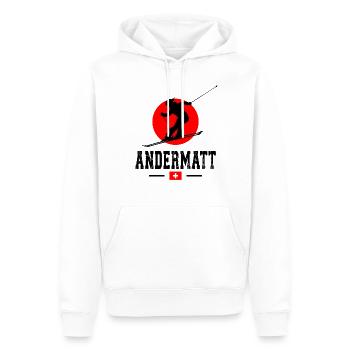 Station de ski d’Andermatt Alpes suisses Ski souvenir - Sweat à capuche Premium bio Homme - blanc - Devant - Nico (187cm)