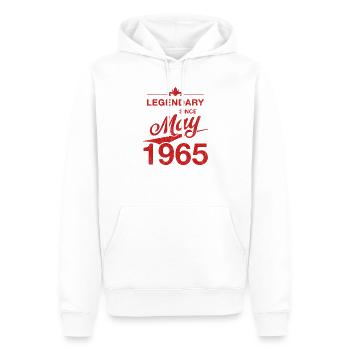 60th Birthday Legendary since May 1965 Volume 65 - Men’s Premium Organic Hoodie - white - Front - Nico (187cm)