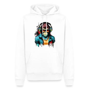 Affe Kopfhörer Sonnenbrille Gamer Zocken Musik - Männer Premium Bio Hoodie - Weiß - Vorne - Nico (187cm)