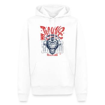 Rhythmus Shirt: Wenn Affe und Techno verschmelzen - Männer Premium Bio Hoodie - Weiß - Vorne - Nico (187cm)