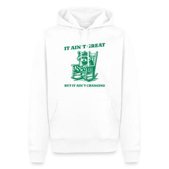 Ce n’est pas génial, mais ça reste comme ça - Sweat à capuche Premium bio Homme - blanc - Devant - Nico (187cm)