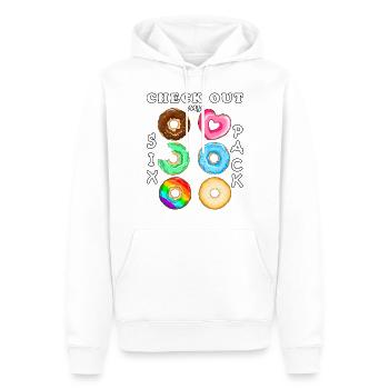 Schau dir meine Sixpack Donuts an - Männer Premium Bio Hoodie - Weiß - Vorne - Nico (187cm)