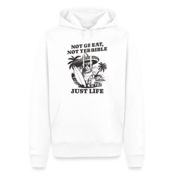 Lustiger Waschbär Spruch – Just Life - Männer Premium Bio Hoodie - Weiß - Vorne - Nico (187cm)