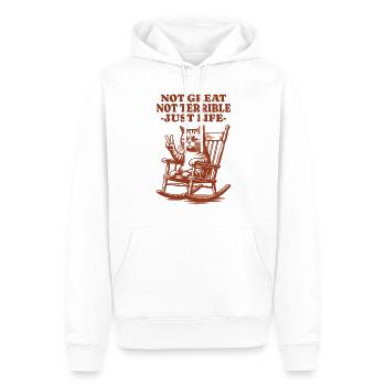 Lustiger Waschbär Spruch – Just Life - Männer Premium Bio Hoodie - Weiß - Vorne - Nico (187cm)