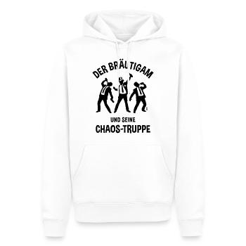 Der Bräutigam Und Seine Chaos-Truppe (JGA Bier B) - Männer Premium Bio Hoodie - Weiß - Vorne - Nico (187cm)