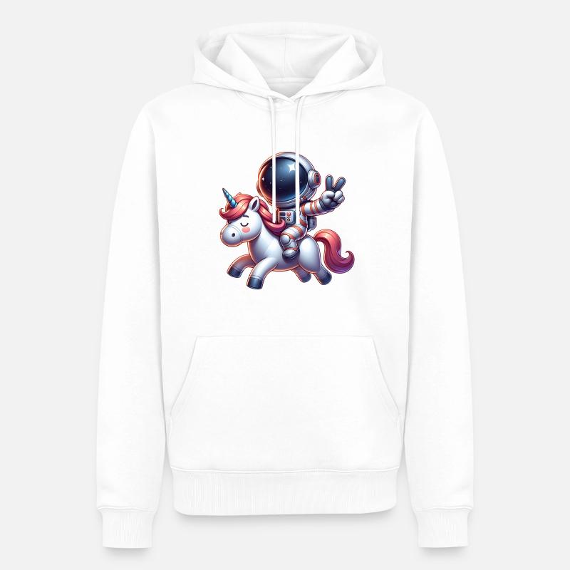 Astronaut Einhorn - Männer Premium Bio Hoodie - Weiß