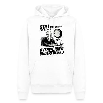 Squelette surmené – Vie de bureau Humour noir - Sweat à capuche Premium bio Homme - blanc - Devant - Nico (187cm)