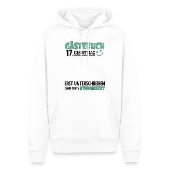 Livre d’or 17 Signe d’anniversaire pour enfants - Sweat à capuche Premium bio Homme - blanc - Devant - Nico (187cm)
