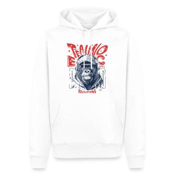 Ecstatic Monkey Shirt – Techno, Rhythm & Bass - Men’s Premium Organic Hoodie - white - Front - Nico (187cm)