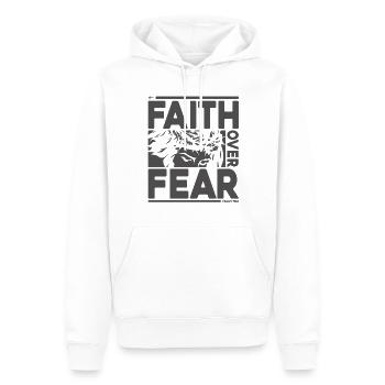 Faith Over Fear Bibel Psalm 118:6 - Männer Premium Bio Hoodie - Weiß - Vorne - Nico (187cm)