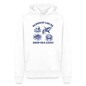 requin poisson Lovers - Soutien Gang local des grands fonds marins - Sweat à capuche Premium bio Homme - blanc - Devant - Nico (187cm)