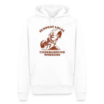 Support Local Underground Workers Lustiges Ant - Men’s Premium Organic Hoodie - white - Front - Nico (187cm)