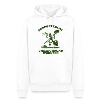 Support Local Underground Workers Lustiges Ant - Men’s Premium Organic Hoodie - white - Front - Nico (187cm)