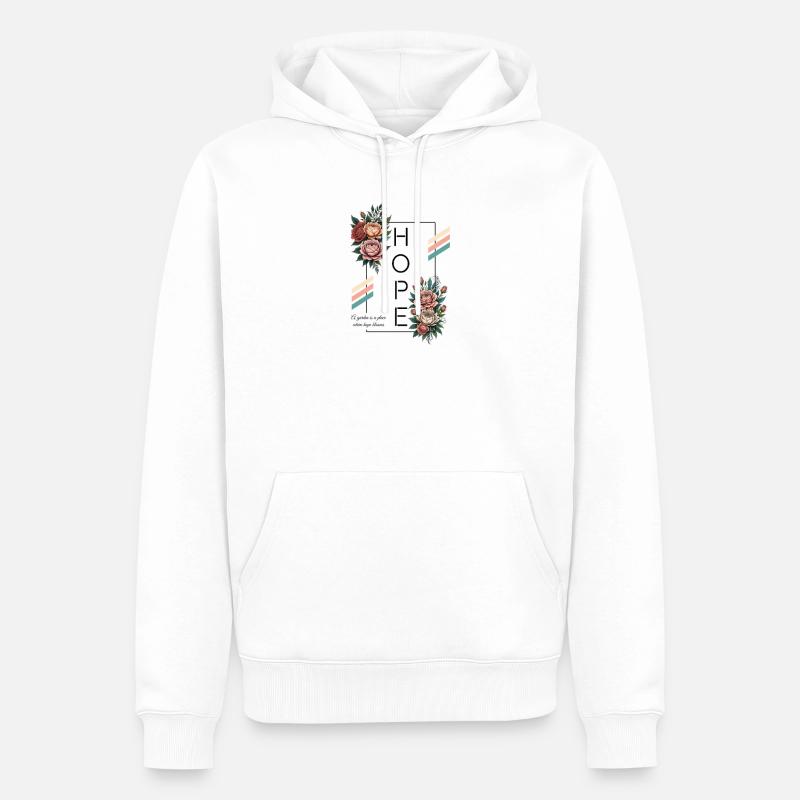 Hope Blooms Blumengarten - Männer Premium Bio Hoodie - Weiß